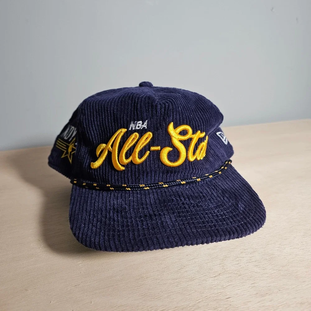 New Era NBA All-Star Hat Mens OSFM Navy Blue‎ Corduroy Indy 24 Snapback Cap